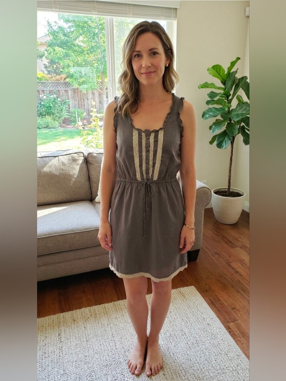 Converse One Star Boho Cottagecore Lace Trim Sleeveless Dress